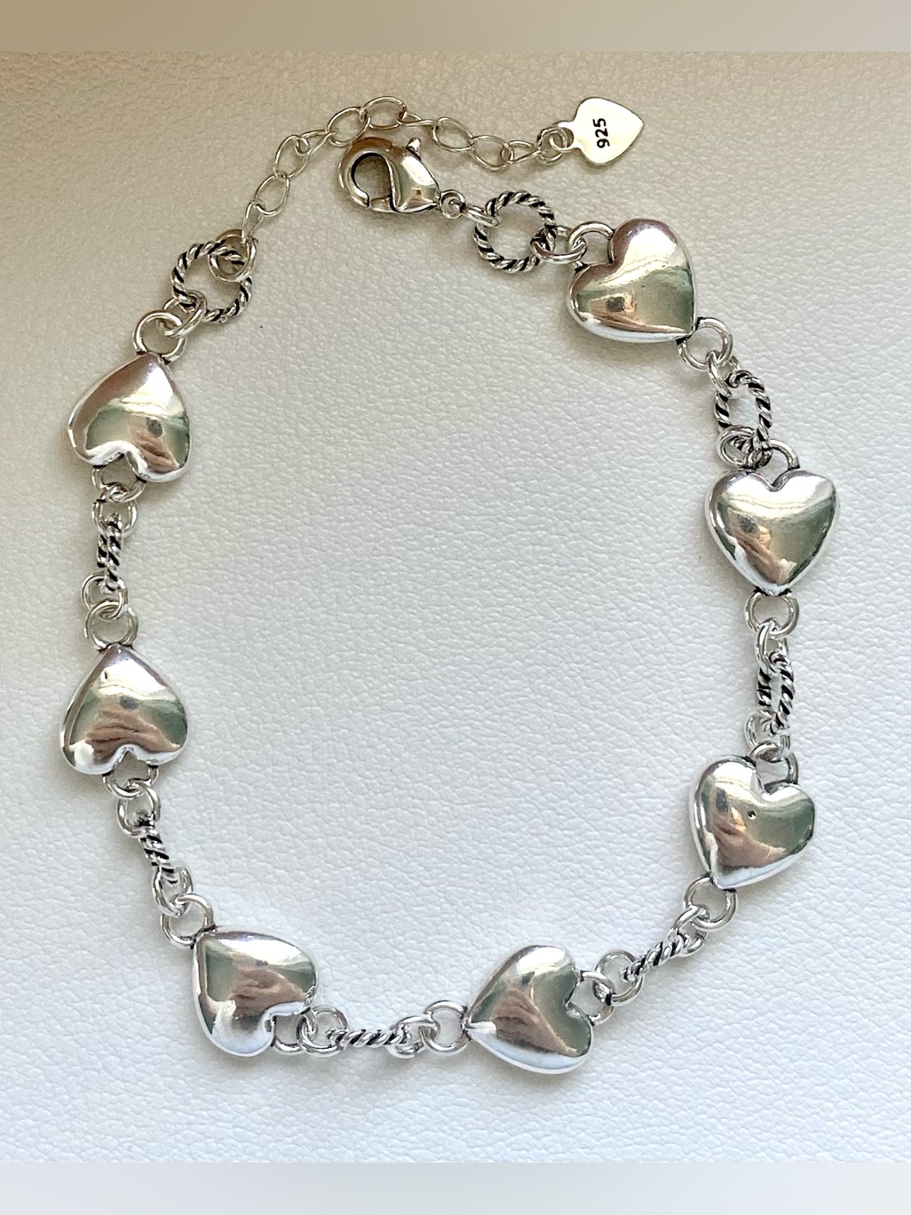 Silver Heart Link Bracelet Silver